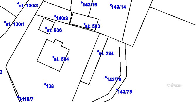 Parcela st. 284 v KÚ Želetava, Katastrální mapa