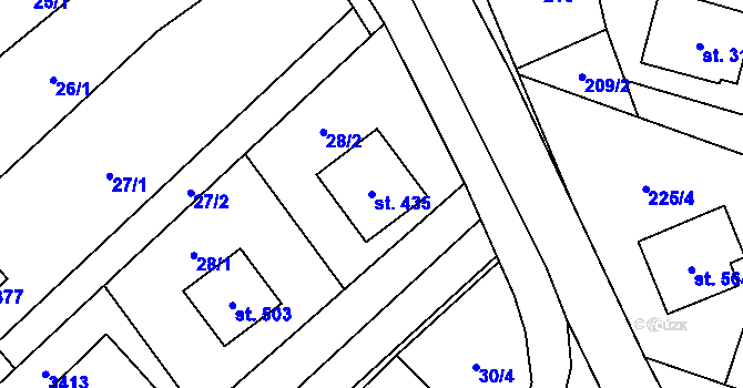 Parcela st. 435 v KÚ Želetava, Katastrální mapa