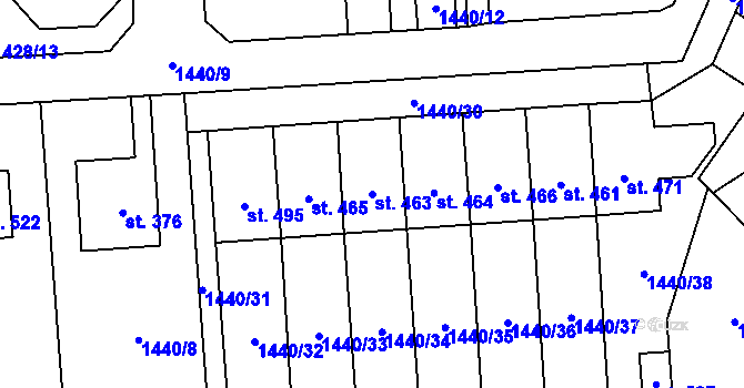 Parcela st. 463 v KÚ Želetava, Katastrální mapa