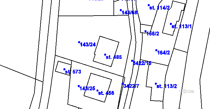 Parcela st. 485 v KÚ Želetava, Katastrální mapa