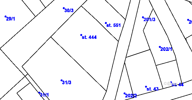 Parcela st. 31/2 v KÚ Želetava, Katastrální mapa