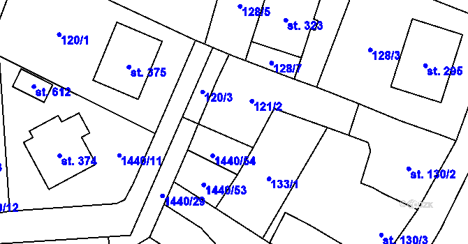Parcela st. 120/2 v KÚ Želetava, Katastrální mapa