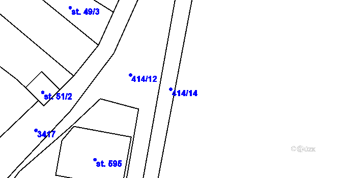 Parcela st. 414/14 v KÚ Želetava, Katastrální mapa
