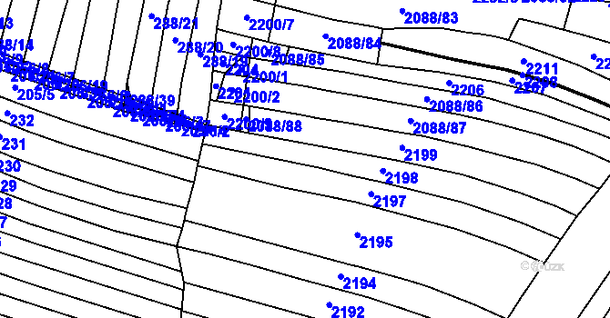 Parcela st. 2088/4 v KÚ Želetava, Katastrální mapa