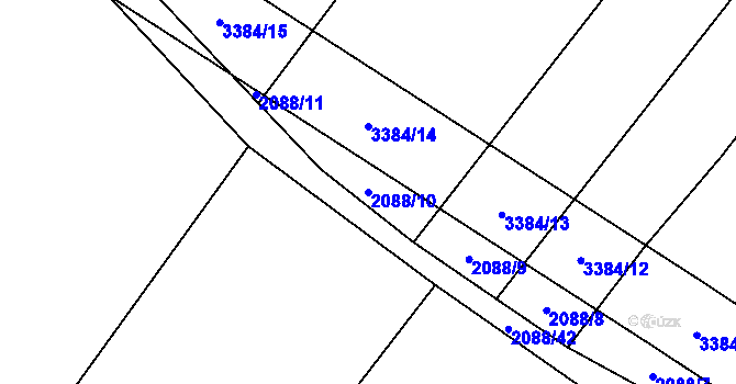 Parcela st. 2088/10 v KÚ Želetava, Katastrální mapa