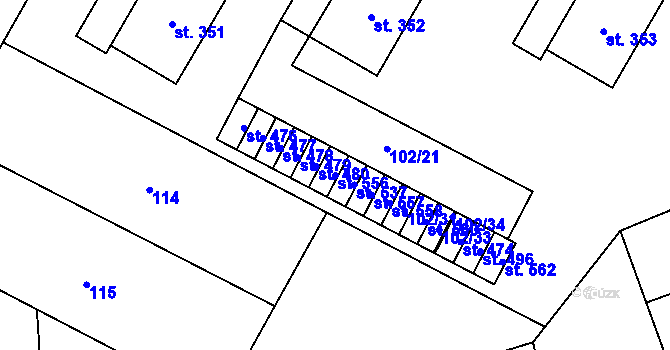 Parcela st. 556 v KÚ Želetava, Katastrální mapa