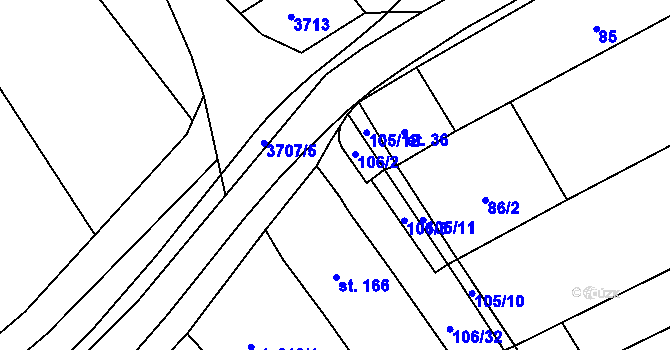 Parcela st. 106/30 v KÚ Želetice u Kyjova, Katastrální mapa
