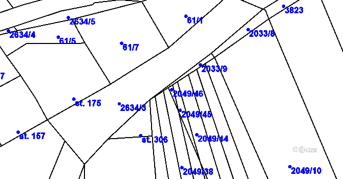 Parcela st. 2049/46 v KÚ Želetice u Kyjova, Katastrální mapa