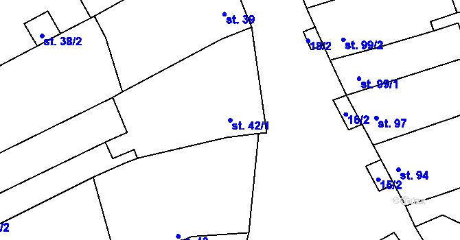 Parcela st. 42/1 v KÚ Želetice u Kyjova, Katastrální mapa