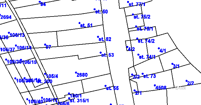 Parcela st. 53 v KÚ Želetice u Kyjova, Katastrální mapa