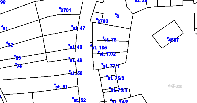 Parcela st. 77/2 v KÚ Želetice u Kyjova, Katastrální mapa