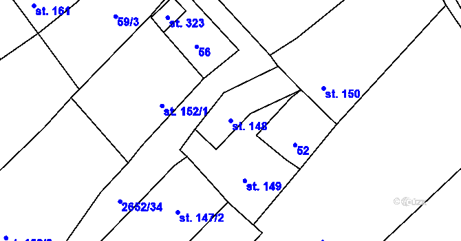 Parcela st. 148 v KÚ Želetice u Kyjova, Katastrální mapa