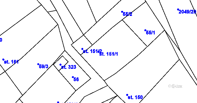 Parcela st. 151/1 v KÚ Želetice u Kyjova, Katastrální mapa