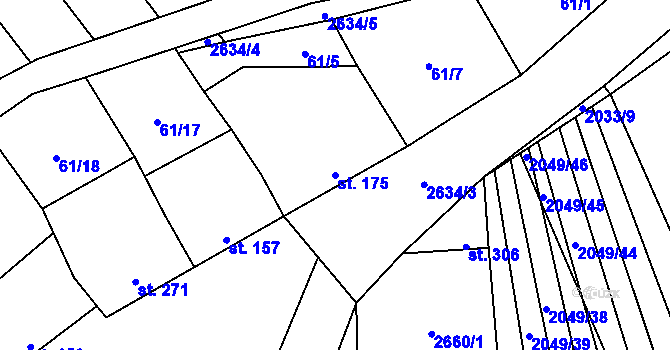 Parcela st. 175 v KÚ Želetice u Kyjova, Katastrální mapa