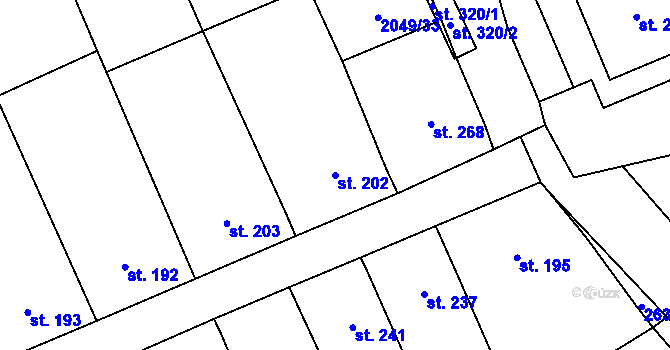 Parcela st. 202 v KÚ Želetice u Kyjova, Katastrální mapa
