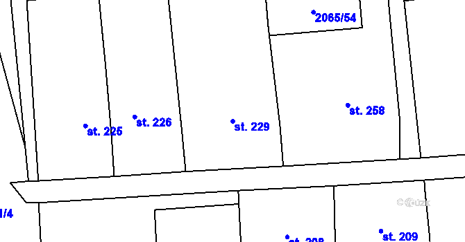 Parcela st. 229 v KÚ Želetice u Kyjova, Katastrální mapa