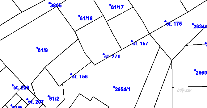 Parcela st. 271 v KÚ Želetice u Kyjova, Katastrální mapa