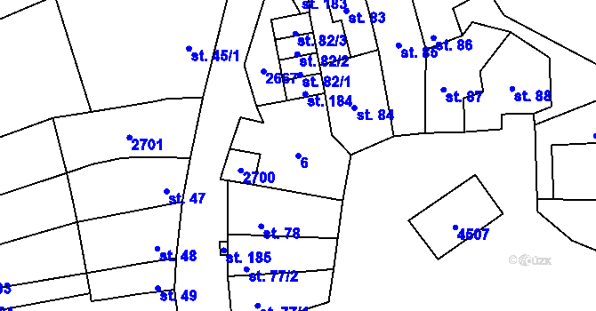 Parcela st. 6 v KÚ Želetice u Kyjova, Katastrální mapa