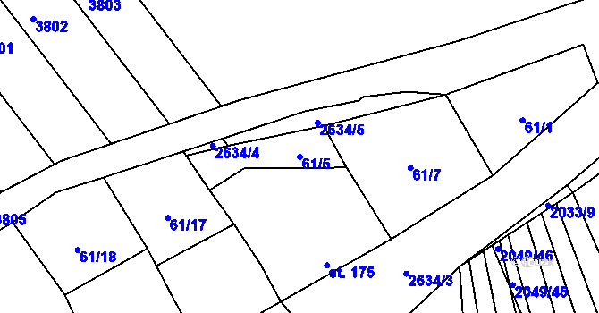 Parcela st. 61/5 v KÚ Želetice u Kyjova, Katastrální mapa