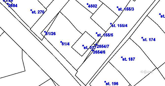 Parcela st. 61/6 v KÚ Želetice u Kyjova, Katastrální mapa
