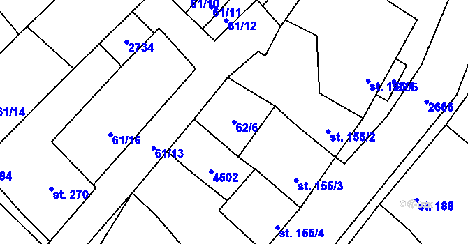 Parcela st. 62/6 v KÚ Želetice u Kyjova, Katastrální mapa