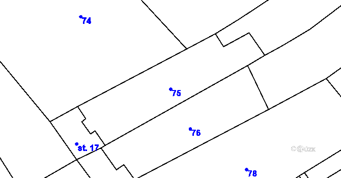 Parcela st. 75 v KÚ Želetice u Kyjova, Katastrální mapa