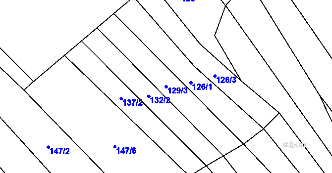 Parcela st. 129/3 v KÚ Želetice u Kyjova, Katastrální mapa