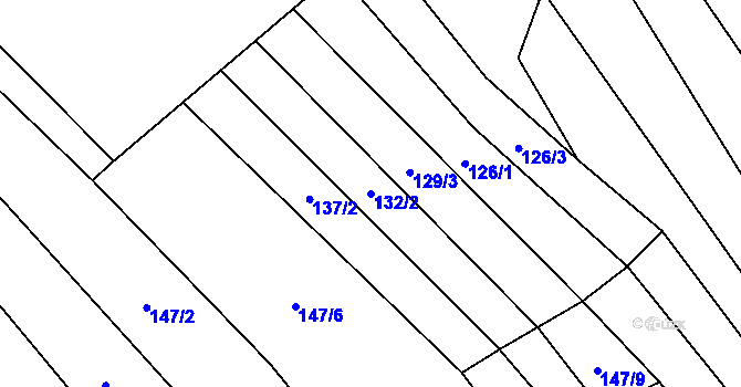 Parcela st. 132/2 v KÚ Želetice u Kyjova, Katastrální mapa