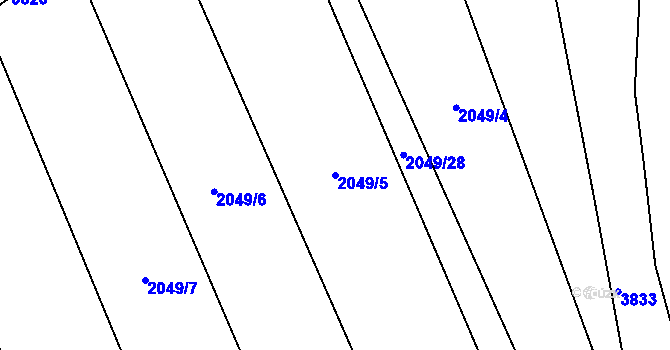 Parcela st. 2049/5 v KÚ Želetice u Kyjova, Katastrální mapa