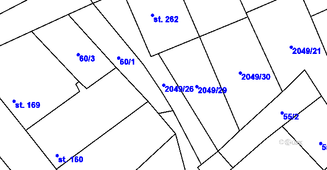 Parcela st. 2049/26 v KÚ Želetice u Kyjova, Katastrální mapa