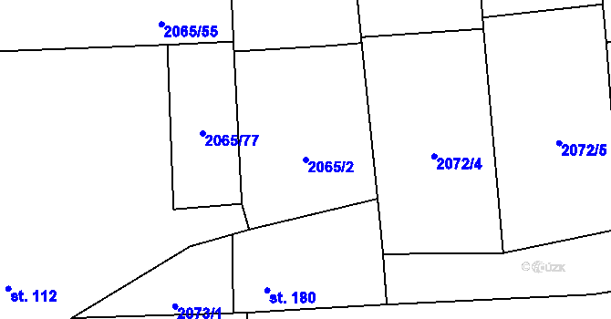 Parcela st. 2065/2 v KÚ Želetice u Kyjova, Katastrální mapa