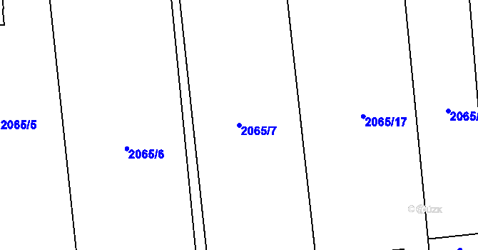 Parcela st. 2065/7 v KÚ Želetice u Kyjova, Katastrální mapa