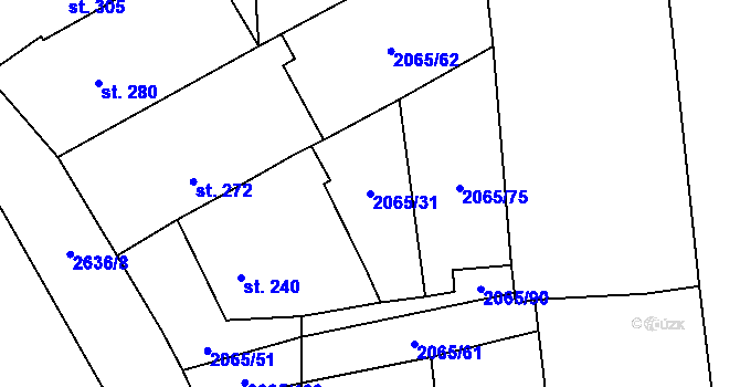Parcela st. 2065/31 v KÚ Želetice u Kyjova, Katastrální mapa