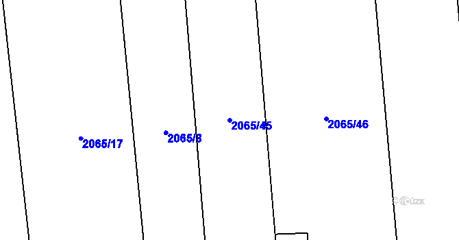 Parcela st. 2065/45 v KÚ Želetice u Kyjova, Katastrální mapa