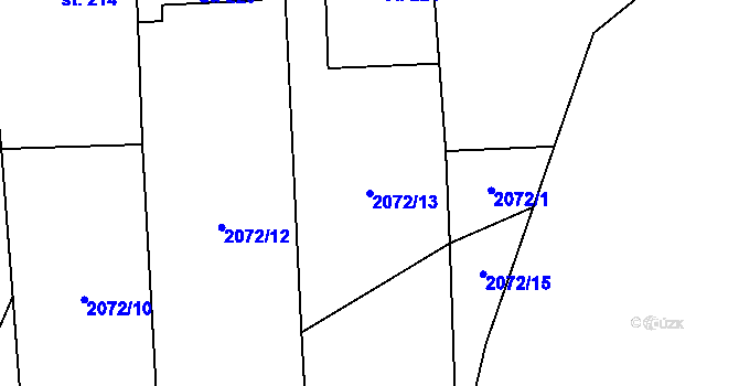 Parcela st. 2072/13 v KÚ Želetice u Kyjova, Katastrální mapa