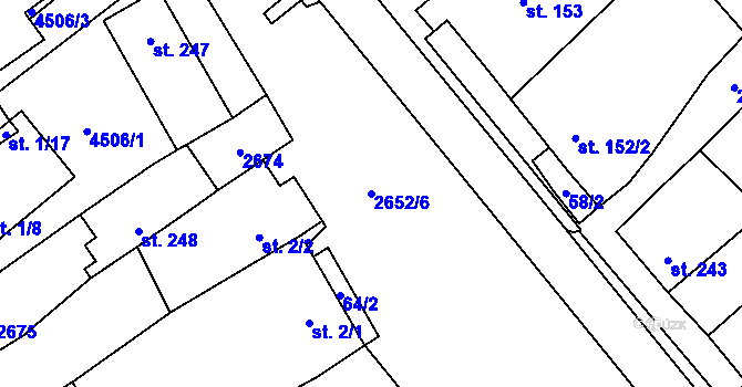 Parcela st. 2652/6 v KÚ Želetice u Kyjova, Katastrální mapa