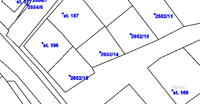 Parcela st. 2652/14 v KÚ Želetice u Kyjova, Katastrální mapa