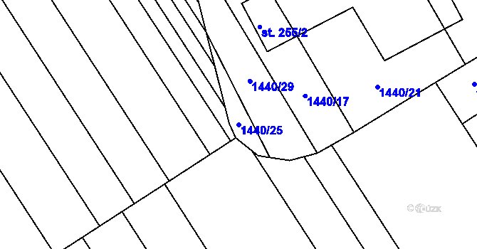 Parcela st. 1440/25 v KÚ Želetice u Kyjova, Katastrální mapa