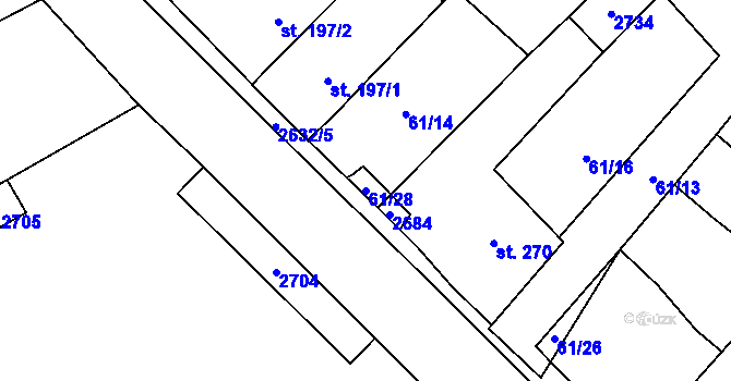 Parcela st. 61/28 v KÚ Želetice u Kyjova, Katastrální mapa