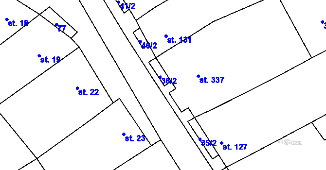 Parcela st. 36/6 v KÚ Želetice u Kyjova, Katastrální mapa