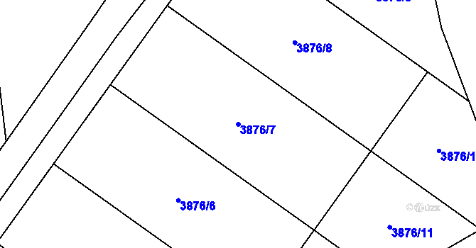 Parcela st. 3876/7 v KÚ Želetice u Kyjova, Katastrální mapa