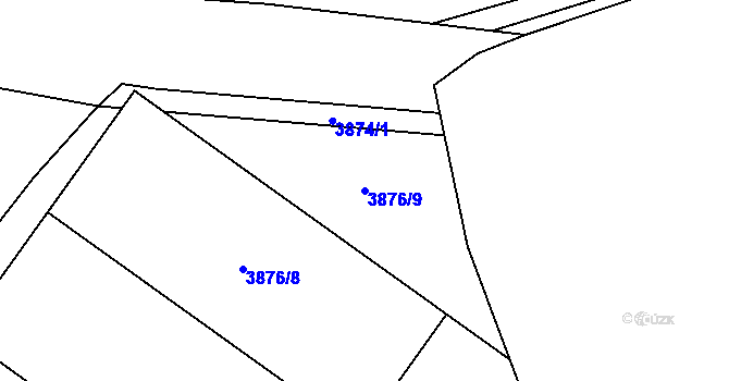 Parcela st. 3876/9 v KÚ Želetice u Kyjova, Katastrální mapa
