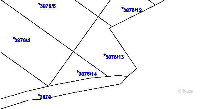 Parcela st. 3876/13 v KÚ Želetice u Kyjova, Katastrální mapa