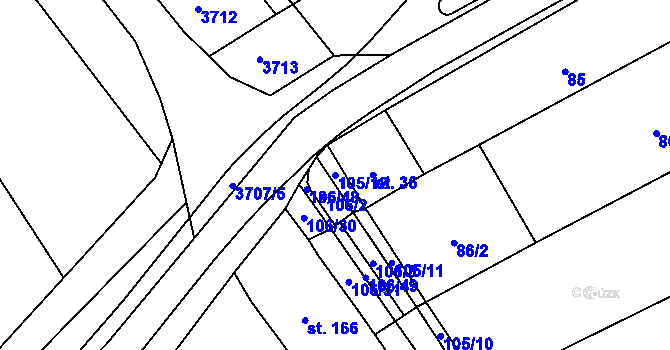 Parcela st. 105/12 v KÚ Želetice u Kyjova, Katastrální mapa
