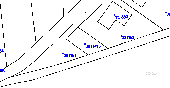 Parcela st. 3876/15 v KÚ Želetice u Kyjova, Katastrální mapa