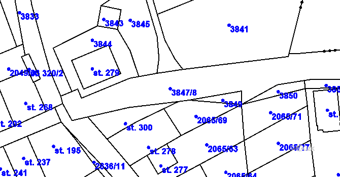 Parcela st. 3847/8 v KÚ Želetice u Kyjova, Katastrální mapa