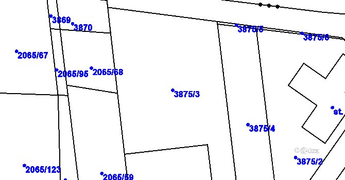 Parcela st. 3875/3 v KÚ Želetice u Kyjova, Katastrální mapa