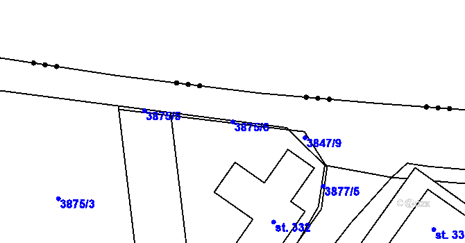 Parcela st. 3875/6 v KÚ Želetice u Kyjova, Katastrální mapa