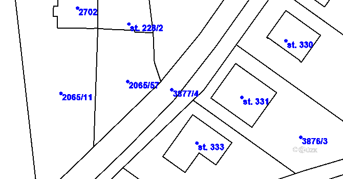 Parcela st. 3877/4 v KÚ Želetice u Kyjova, Katastrální mapa