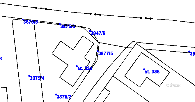 Parcela st. 3877/5 v KÚ Želetice u Kyjova, Katastrální mapa